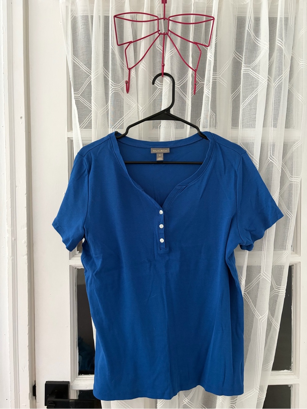 Style & Co. Royal Blue Short-Sleeve Henley Top